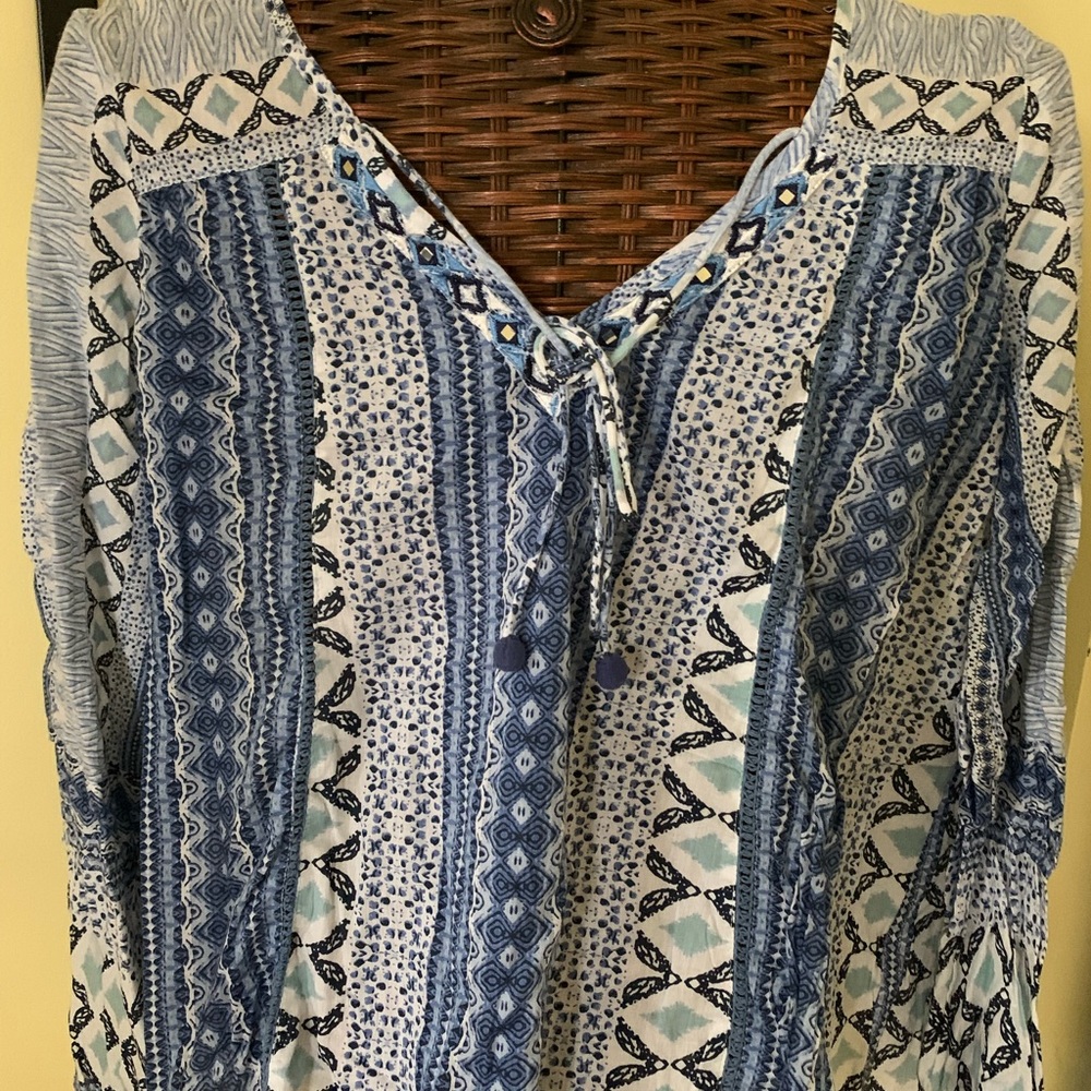 Blue and white blouse